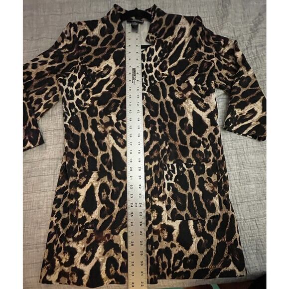 NYCC - WOMAN M Coat Pockets - Leopard Print - Open Front - Stretch Woven - EUC - Picture 4 of 6